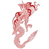 タトゥーシール　線画・赤ドラゴン(タトゥー・刺青シール)